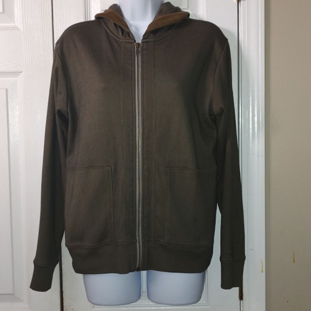 Patagonia olive green zip up hoodie jacket Sz M